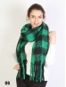 Plush Speckled Checker Scarf W/ Long Fringe